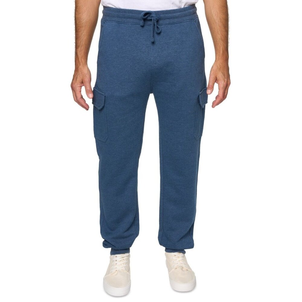 Lazer Mens Burnout Fleece Drawstring Cargo Jogger Pants Dark Blue Size XXL NWT